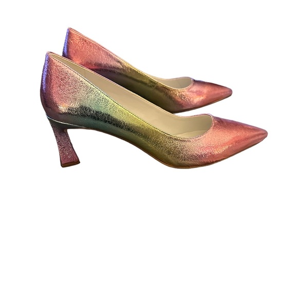 Franco Sarto Pink, Green and Yellow Metallic Pump, 2-3/4 inch heel. - Picture 4 of 6